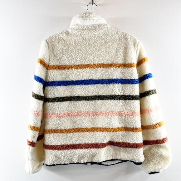 Faherty Dream Long Sleeve Zip Up Fleece Jacket Polar Rainbow Stripe Cream Small - Picture 4 of 5